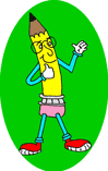 Pencil Pete’s original classroom character waving hello